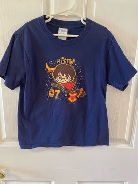 Port and Company Navy Kids Wizard Graphic Tee with Yellow & Red Accents